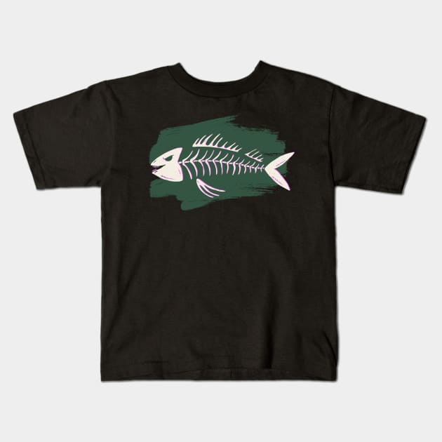 fish skeleton Kids T-Shirt by madeinchorley